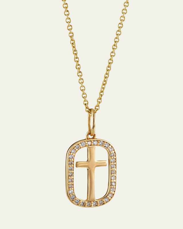Diamond Cross Open Icon Charm Necklace